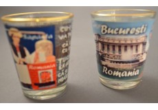 Păhărel pentru alcool suvenir rotund cu margine aurie